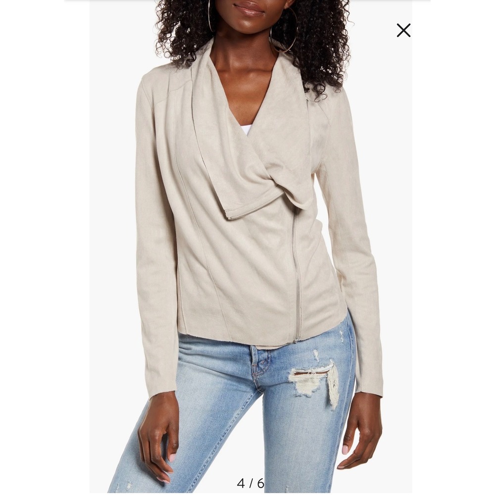 [BLANKNYC] Moto Jacket Faux Suede Drape L Sand Women Casual Chic 76X-9020NOK‎